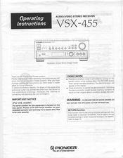 Pioneer vsx 455 service manual