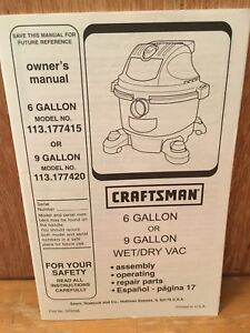 craftsman 9 gallon wet dry vac manual