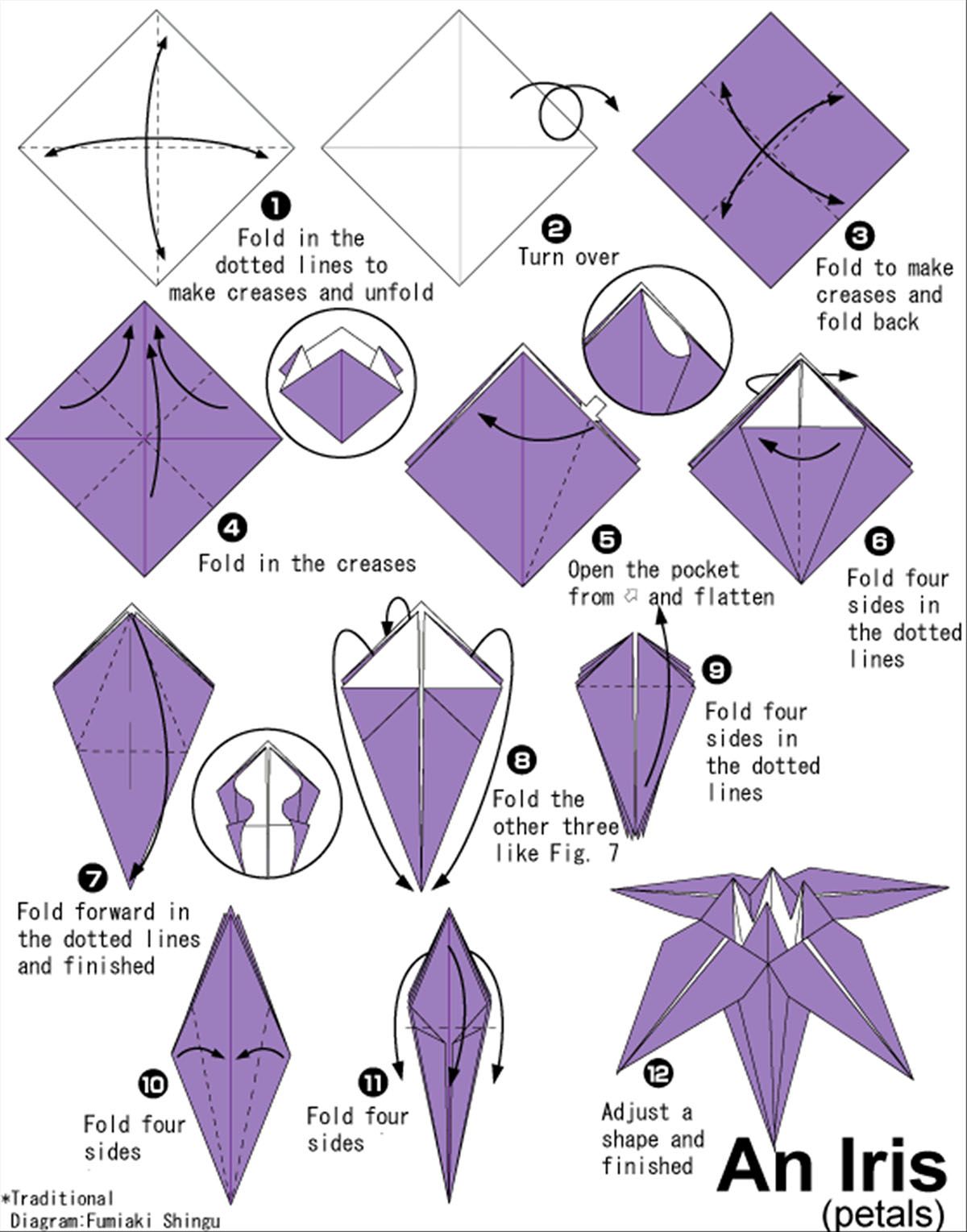 origami flowers printable instructions