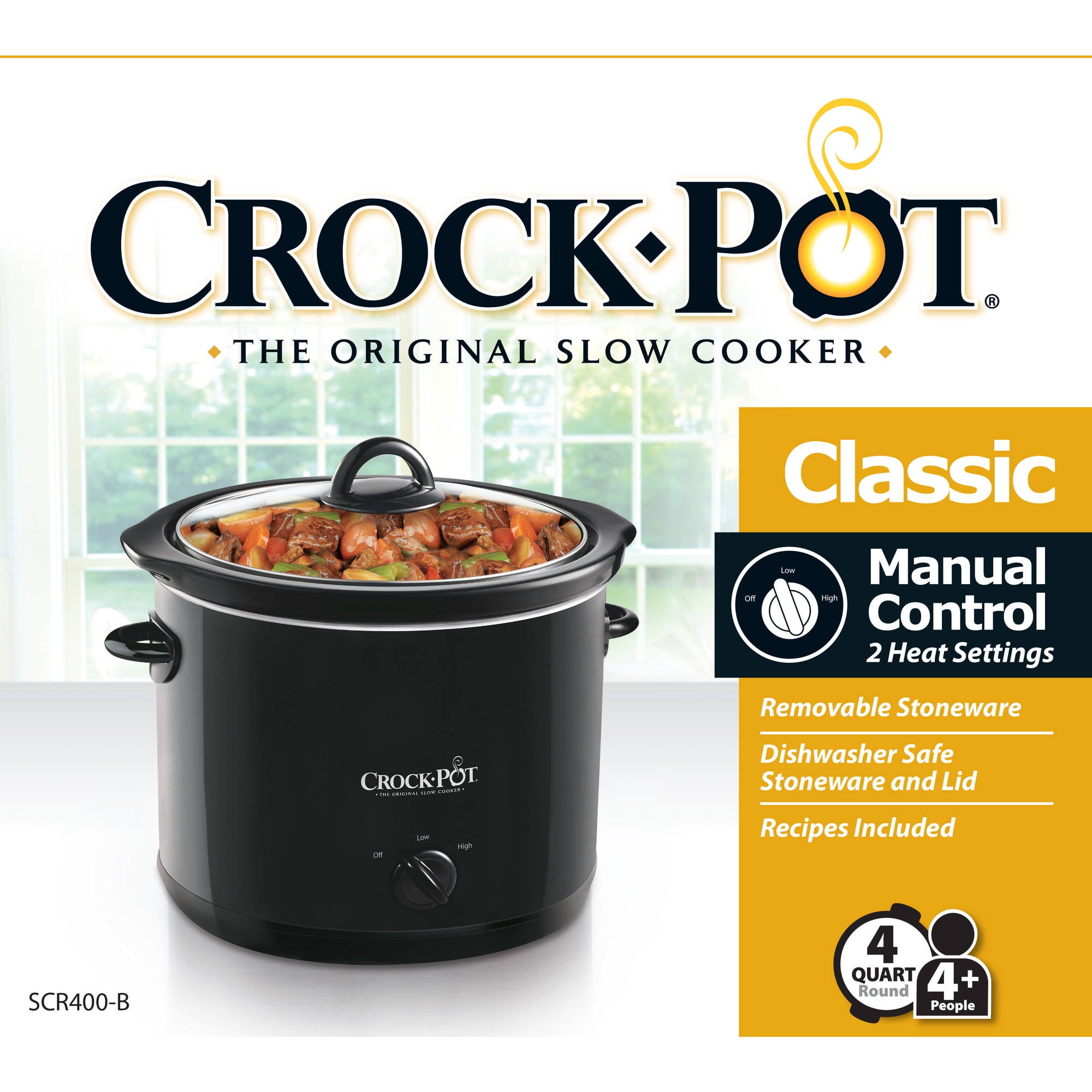 crock pot scr400 b 4 quart manual slow cooker black
