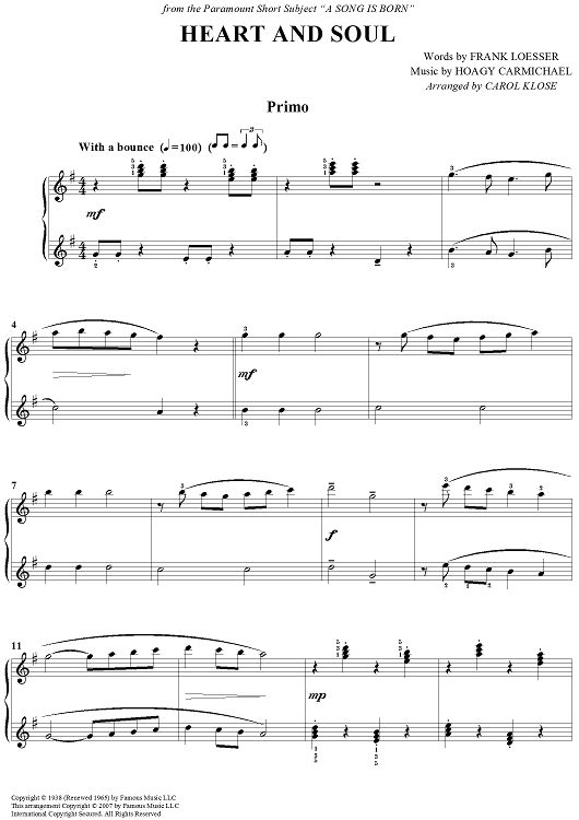 Heart and soul piano sheet music pdf