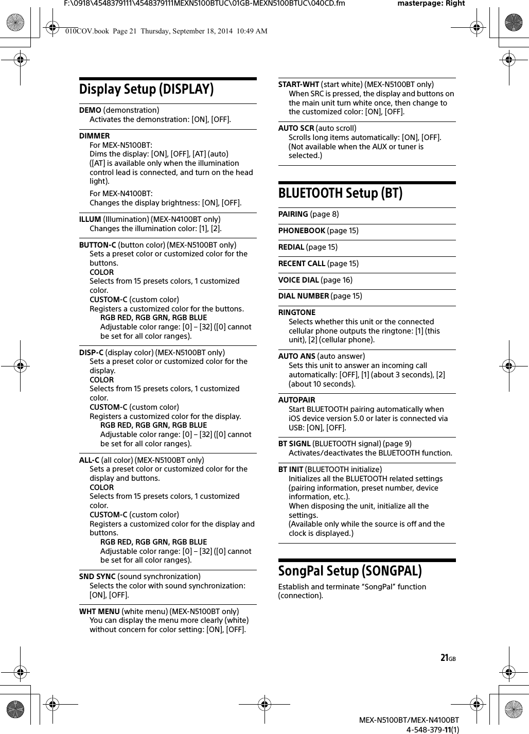 Sony mex n5100bt manual pdf